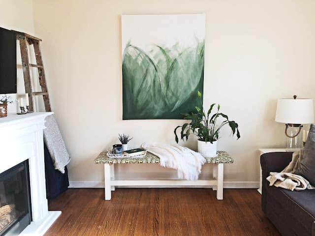 repurposed canvas and recovered dining bench
