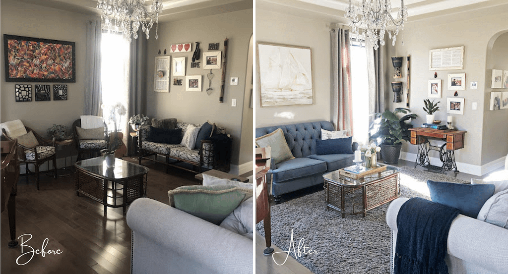 Restyling a formal living room before and after