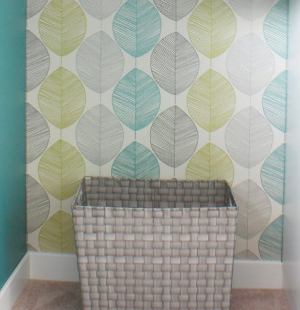 The pretty colourful wallpaper in this challenge nursery makeover.