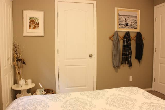 Adding a peg rail for clothes, and a stool help create a cozy space.