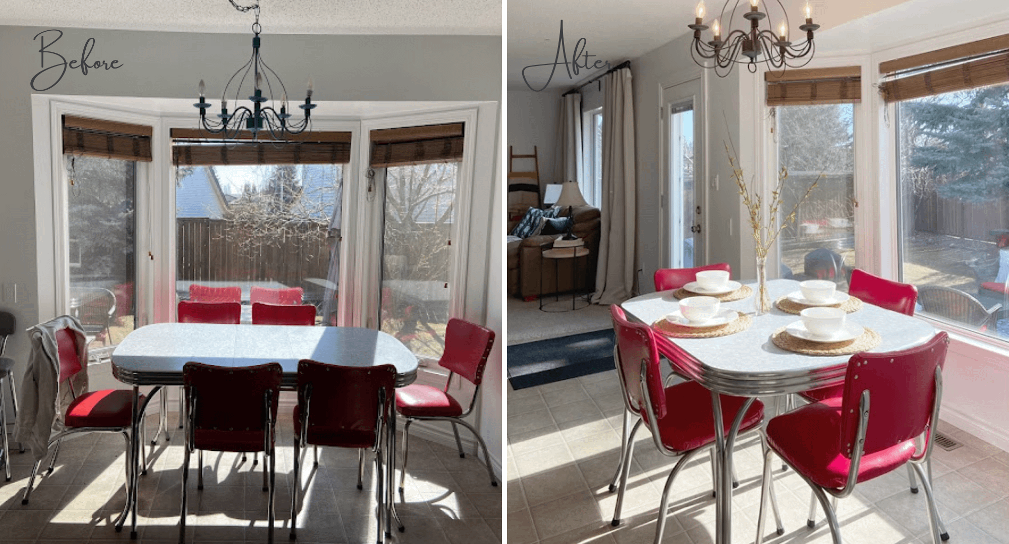 Edmonton home staging before and after dining area