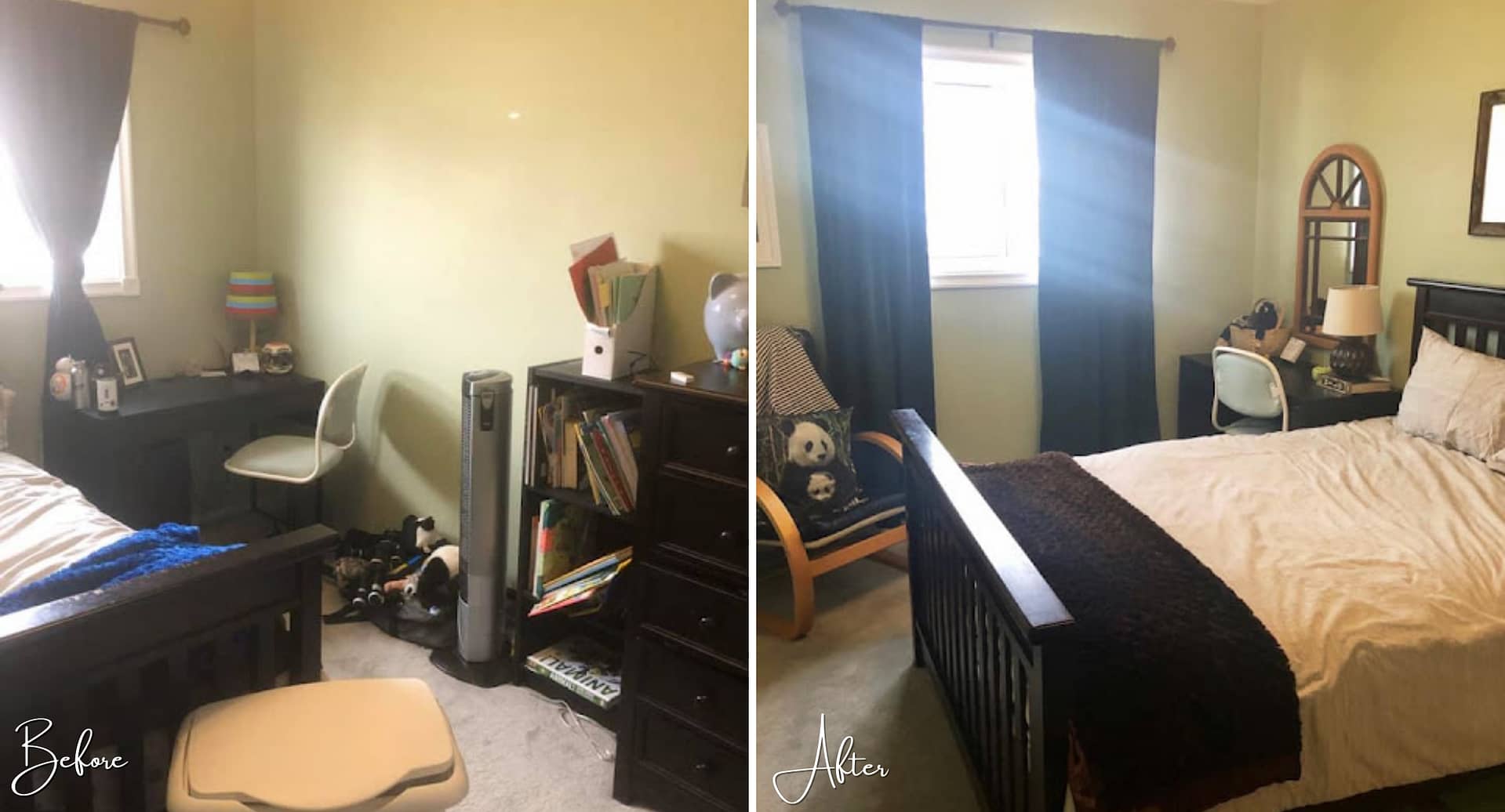 Before and after of a kids bedroom