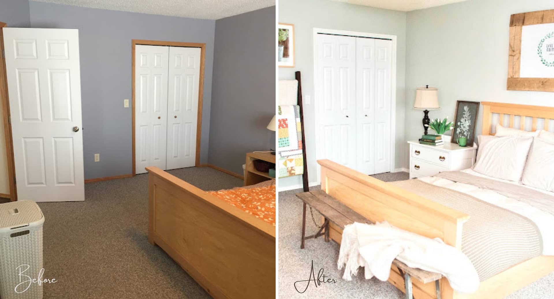 Before and after primary bedroom makeover